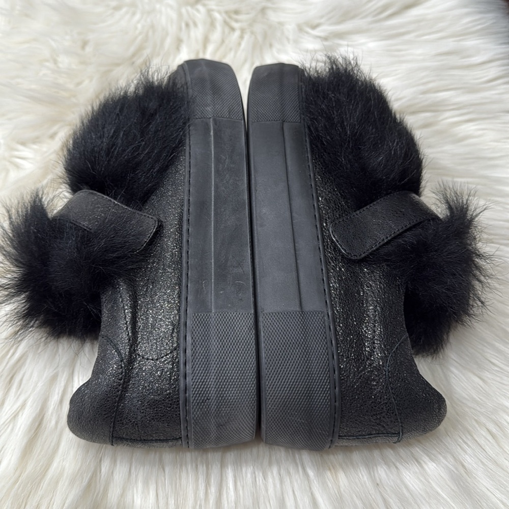 MONCLER Victoire Leather Fur Sneakers - Picture 8 of 11